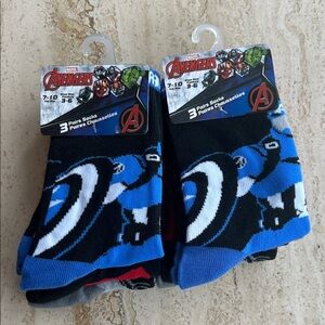 NEW SIX pairs Kids Avengers Socks - size 7-10 years / 3-6 shoe size